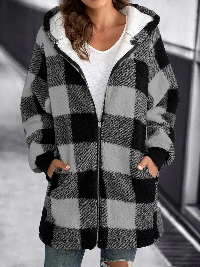 ( 🔥CLEARANCE SALE🔥)Hoodie Plaid Loose Overcoat