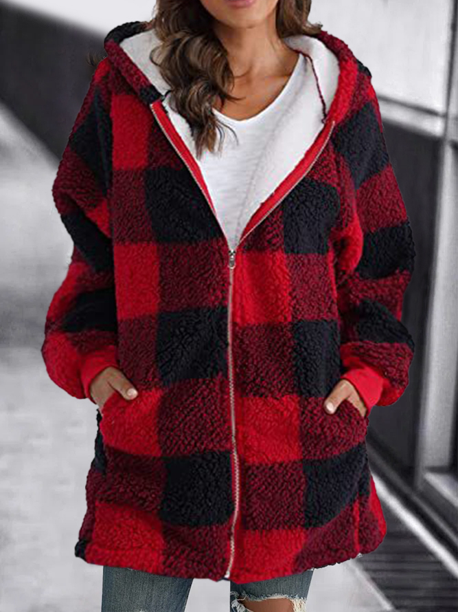 ( 🔥CLEARANCE SALE🔥)Hoodie Plaid Loose Overcoat