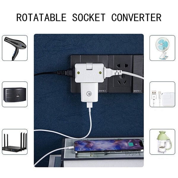 (🔥Last Day Promotion  - 50% off)Rotatable Socket Converter One In Three 180 Degree Extension Plug