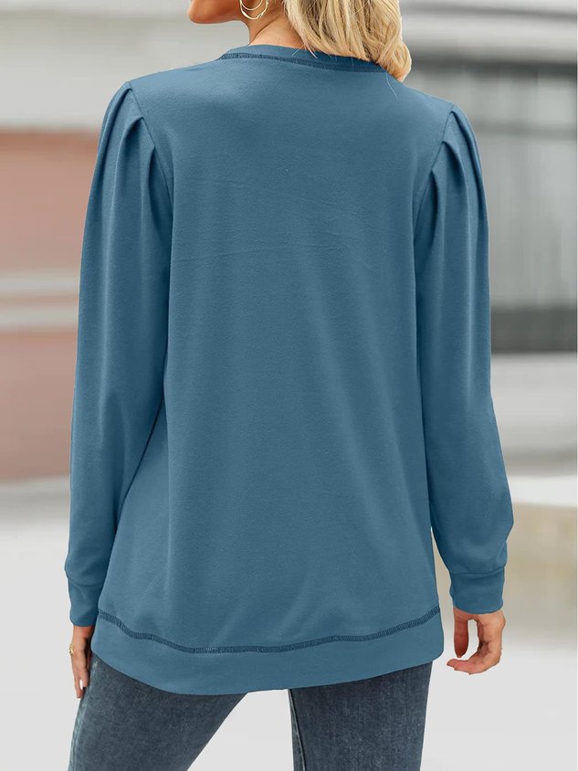 Casual Crew Neck Plain Sweatshirt