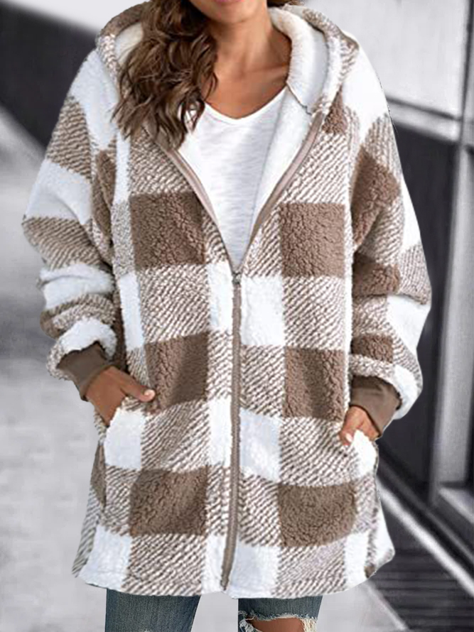 ( 🔥CLEARANCE SALE🔥)Hoodie Plaid Loose Overcoat