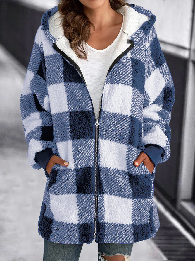 ( 🔥CLEARANCE SALE🔥)Hoodie Plaid Loose Overcoat