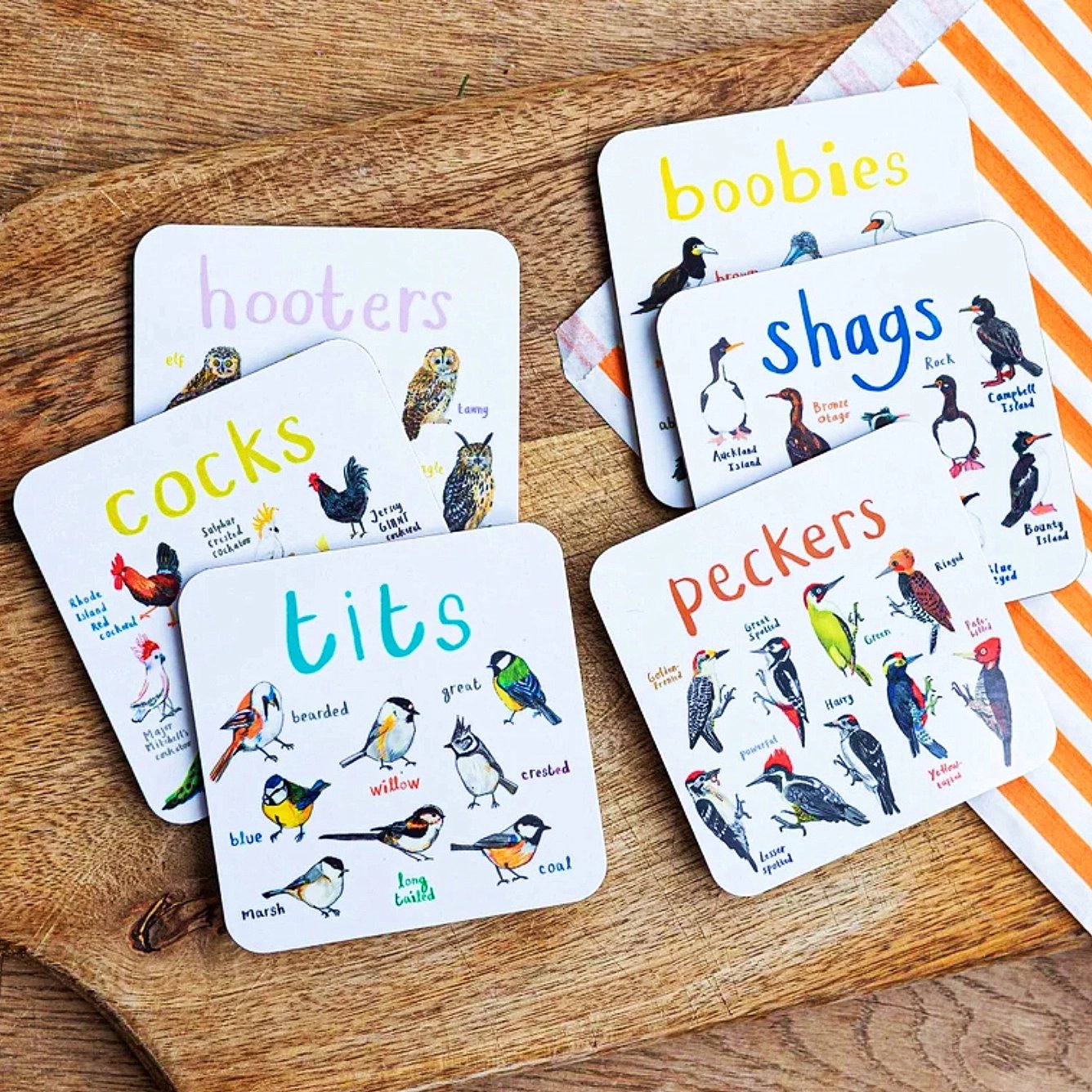 48% OFF🐦Set of 6 Bird Pun Coasters