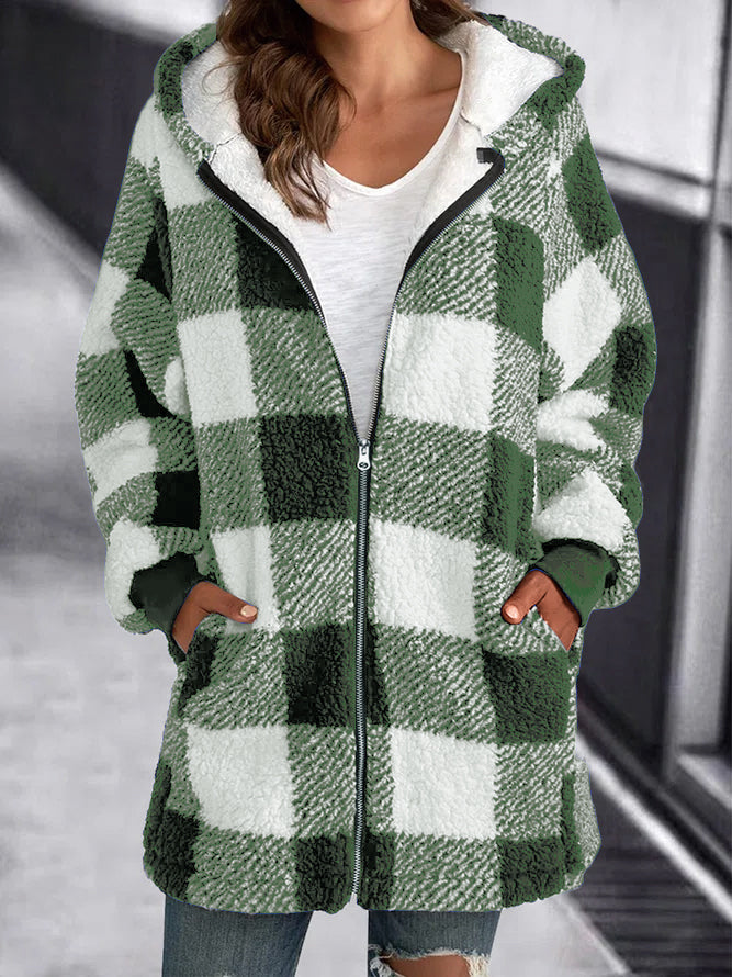 ( 🔥CLEARANCE SALE🔥)Hoodie Plaid Loose Overcoat