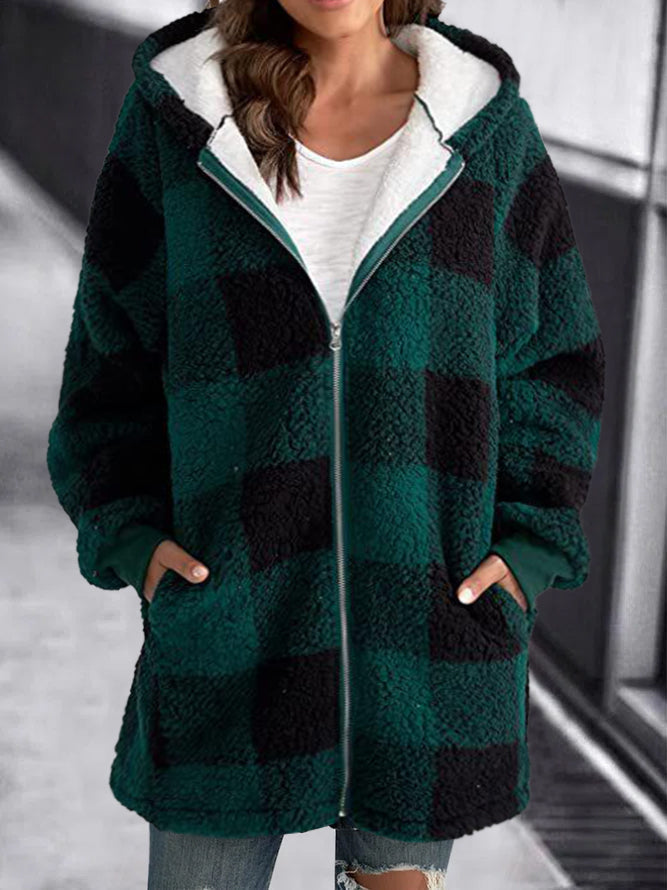 ( 🔥CLEARANCE SALE🔥)Hoodie Plaid Loose Overcoat