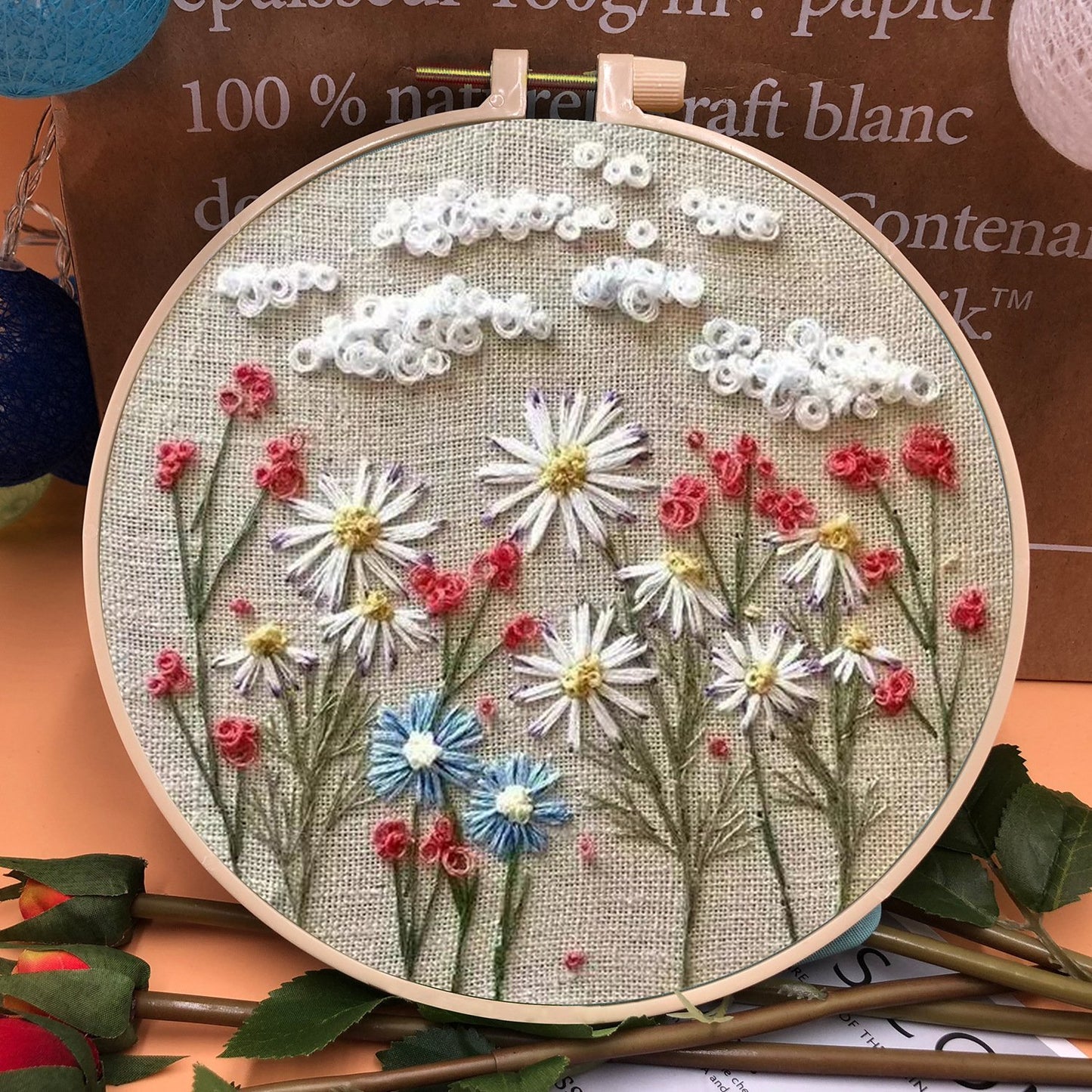 47% OFF - Perfect Gift - Embroidery  Hoop Flower Kit for Beginner