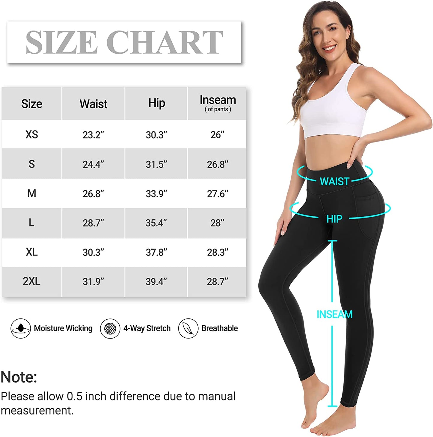 4 Pack Yoga Leggings with Pockets for Women