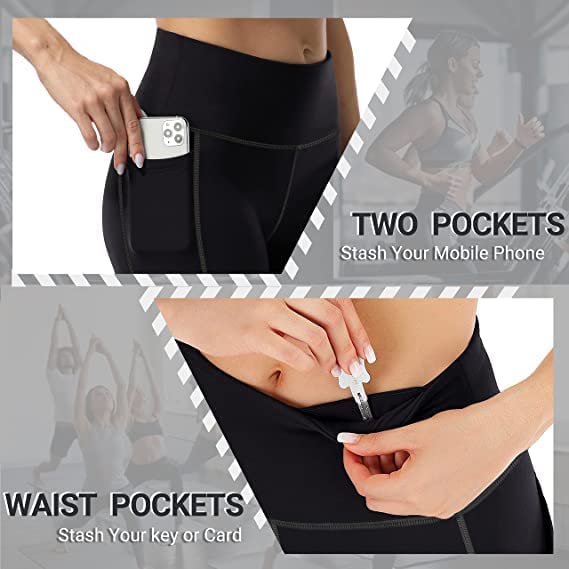 4 Pack Yoga Leggings with Pockets for Women