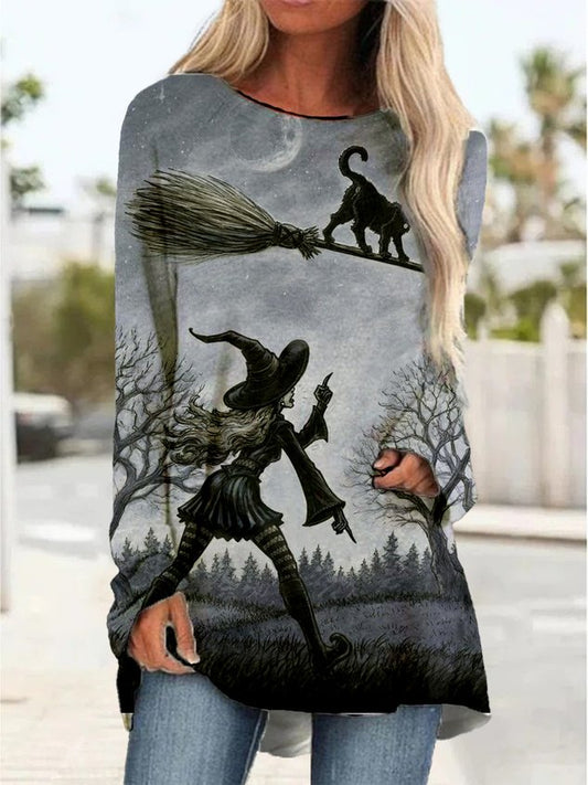 Casual Halloween Crew Neck Long Sleeve T-shirt