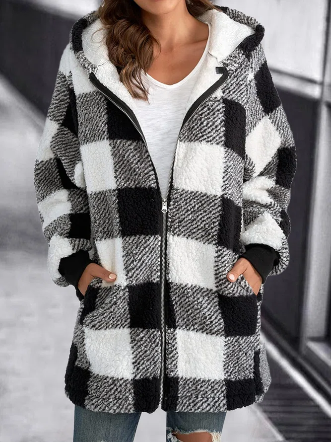 ( 🔥CLEARANCE SALE🔥)Hoodie Plaid Loose Overcoat